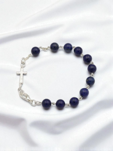 Bransoletka różańcowa z lapis lazuli 8 mm, ręczna polska produkcja, włoskie elementy metalowe, talizman mądrości i harmonii.png