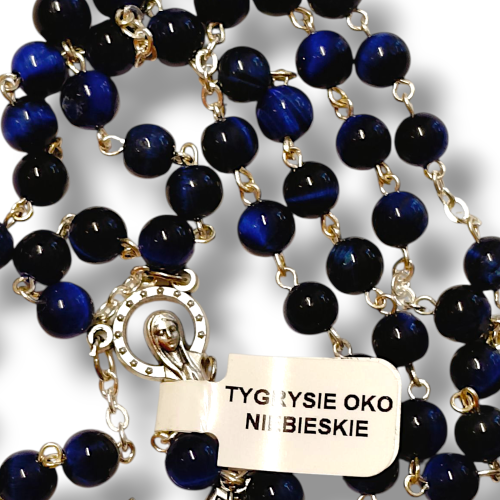 Różaniec Tygrysie Oko Niebieskie 6 mm błękitne kamienie półszlachetne detal ręczna produkcja Polska – rozaniec-tygrysie-oko-niebieskie-6mm-2.jpg.png