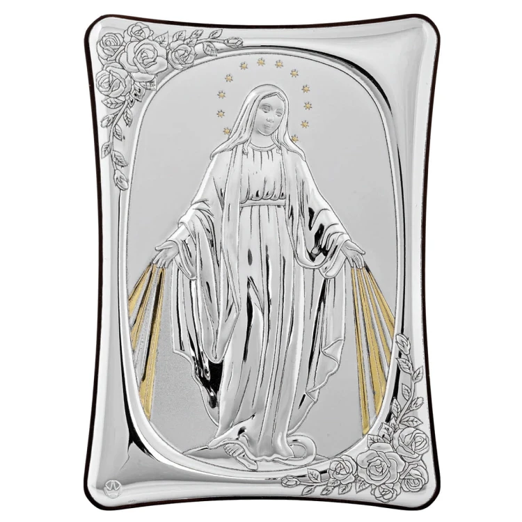 Srebrna ikona Matka Boża Niepokalana 15x21 Golden Seal Grecja.jpg