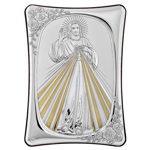 Srebrna ikona Jezus Miłosierny 15x21 Golden Seal Grecja.jpg