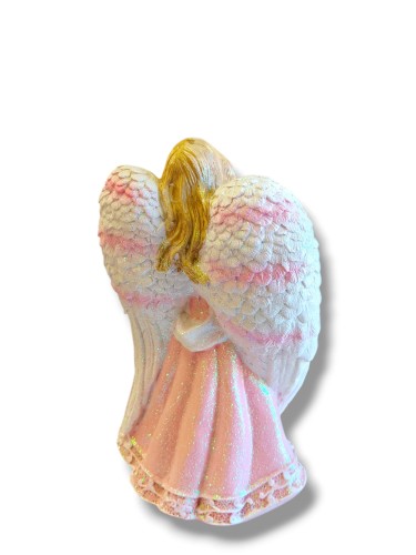 Aniołek 23 cm różowy z białym i brokatem polyresin.jpg