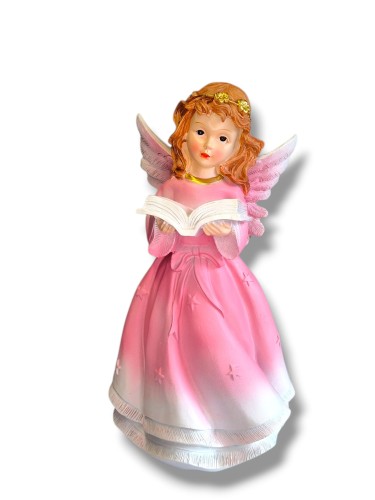Aniołek 28 cm różowy z białym polyresin.jpg