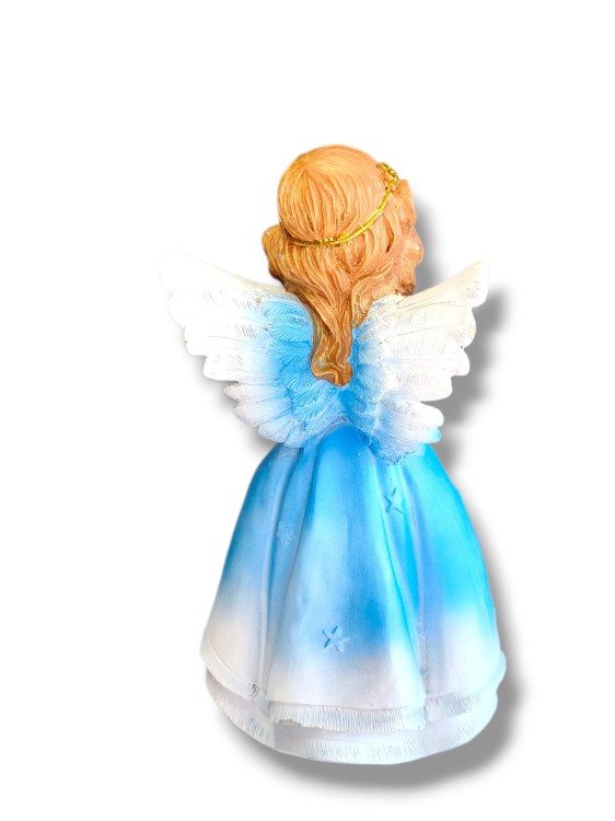 Aniołek 28 cm niebieski z białym polyresin.jpg