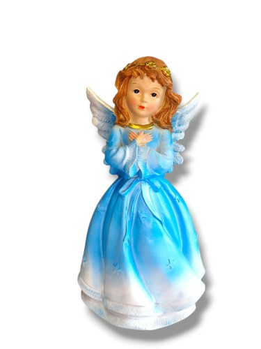 Uroczy Aniołek dla dziecka 28 cm polyresin niebiesko-biały.jpg
