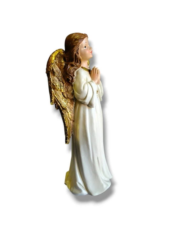 Złote skrzydła brązowe włosy aniołek 28 cm.jpg