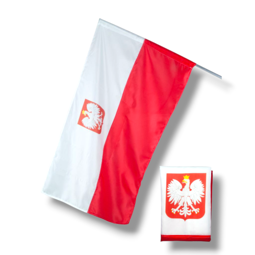 flaga polski z godłem 115x70 cm biało czerwona oficjalna flaga państwowa