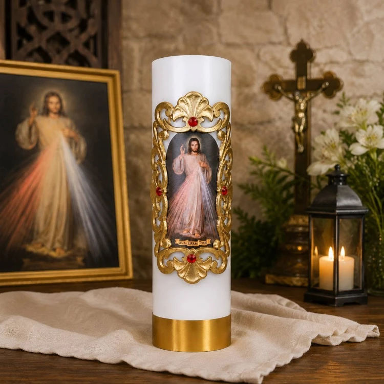 Świece liturgiczne z wizerunkiem Jezusa Miłosiernego do kościoła i kaplicy