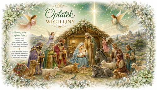 Opłatki wigilijne 3 duże i 2 małe, świeże grube opłatki z religijnymi wzorami na Wigilię