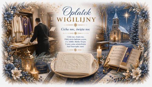 Opłatki wigilijne 3 duże i 2 małe, świeże grube opłatki z religijnymi wzorami na Wigilię