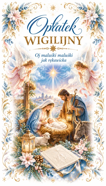 Opłatki wigilijne 3 duże i 2 małe w komplecie, świeże grube opłatki z wzorami religijnymi