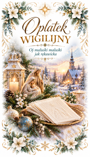 Opłatki wigilijne 3 duże i 2 małe, świeże grube opłatki z religijnymi wzorami na Wigilię