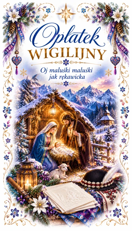 Opłatki wigilijne 3 duże i 2 małe w komplecie, świeże grube opłatki z wzorami religijnymi