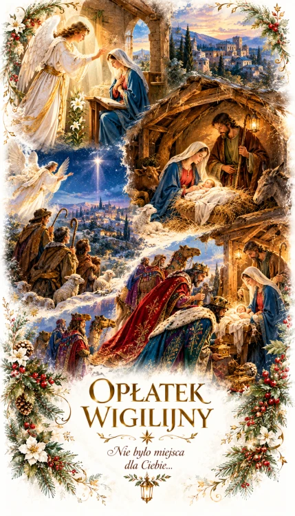 Opłatki wigilijne 3 duże i 2 małe w komplecie, świeże grube opłatki z wzorami religijnymi