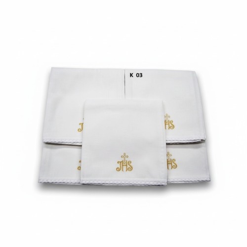 Korporał liturgiczny 50x50 cm 100% bawełna haft koronka
