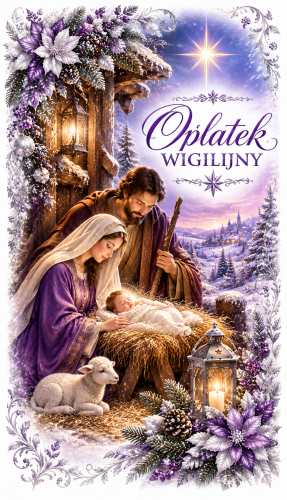 Opłatki wigilijne 3 duże i 2 małe, świeże grube opłatki z religijnymi wzorami na Wigilię